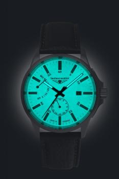 Preview: Bauhaus Aviation Herrenuhr Automatik mit Gangreserveanzeige und Lederarmband